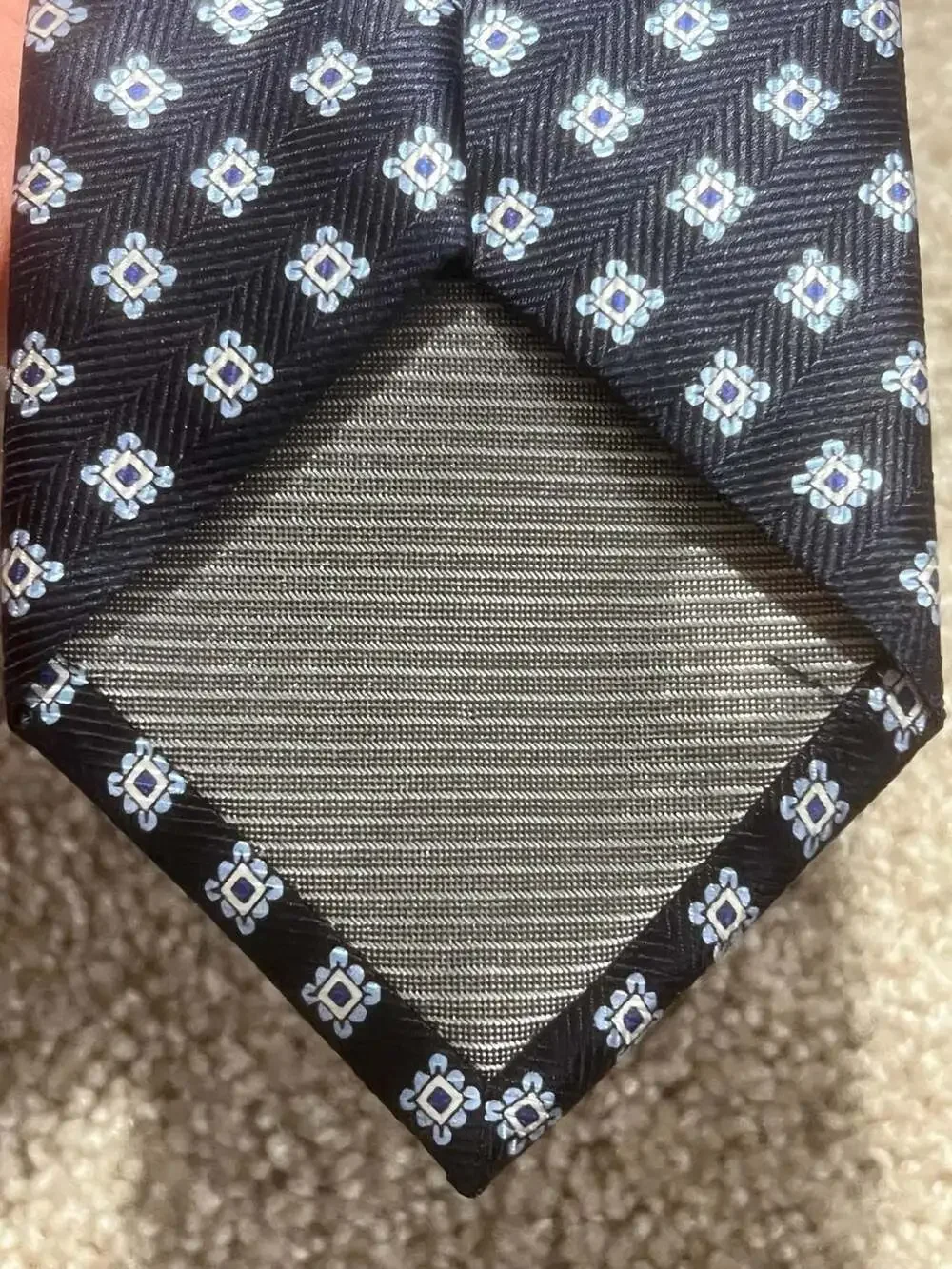 Lord & Taylor Boys Navy Blue Patterned Silk Tie